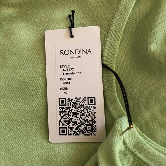 Rondina New York Round Neck Tank Top Sleeveless Mint Women's Size XS NWT - Picture 10 of 10